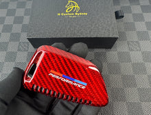 Load image into Gallery viewer, Genuine Carbon Fiber Keyring Key Fob Cover Pack For BMW M Performance Models Custom Made Exclusive Gift