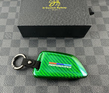 Load image into Gallery viewer, Luxury Fiber Key Cover M Performance Edition Key Fob Cover keychain Pack For BMW M Performance Models Custom Made Exclusive Gift