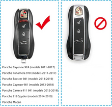 Load image into Gallery viewer, Premium Carbon Fiber Key Fob Cover Case Compatible For Porsche Car Keys (Macan Cayenne Panamera 911 Boxster Cayman) Exclusive Edition