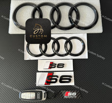Load image into Gallery viewer, Gloss Black S6 Badges Package For Audi S6 C7 C8 2013-2024 Models Exclusive Pack