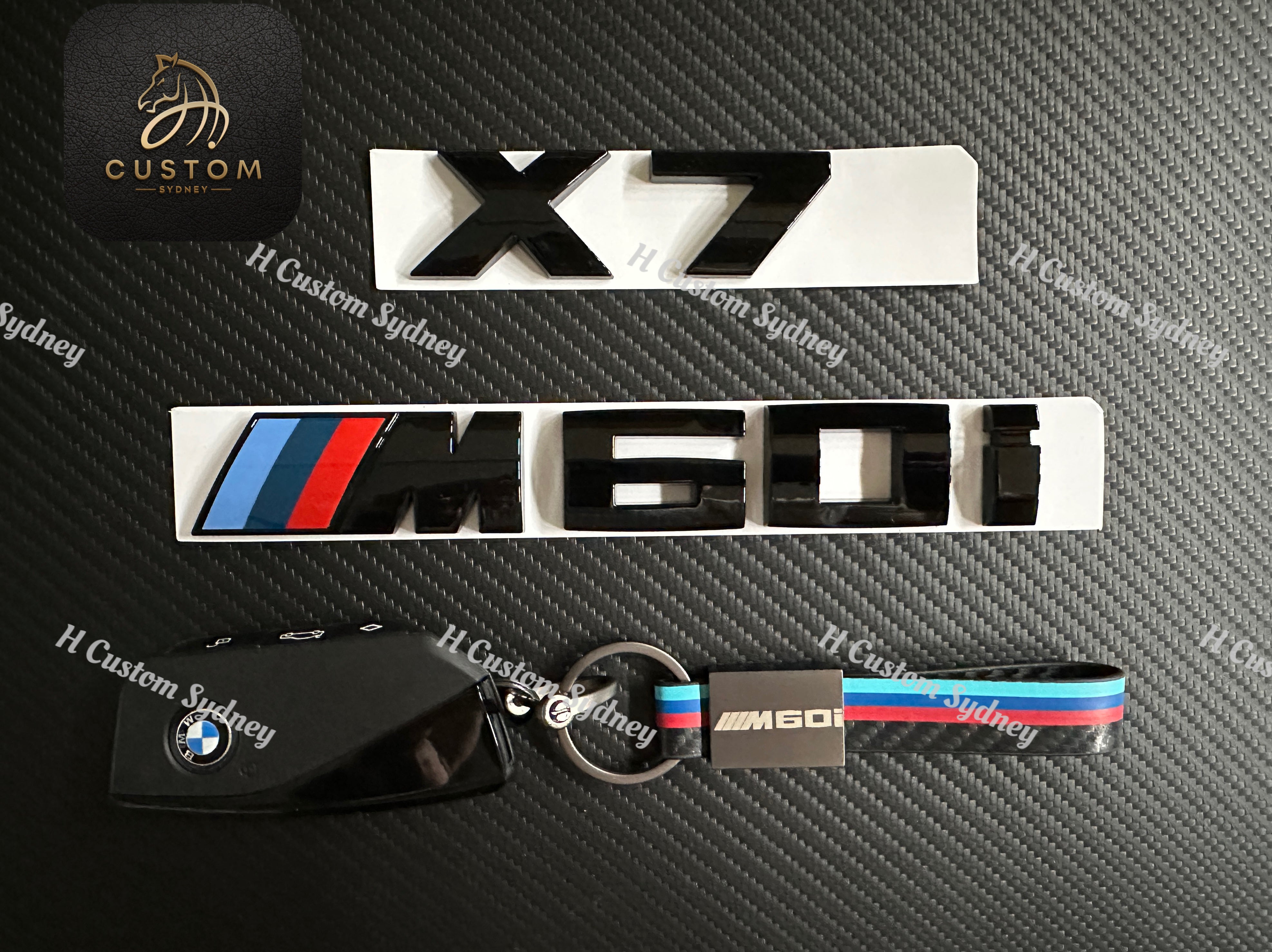 Gloss Black X7 M60i Full Badges Emblem For BMW X7 G07LCI Exclusive Pac ...