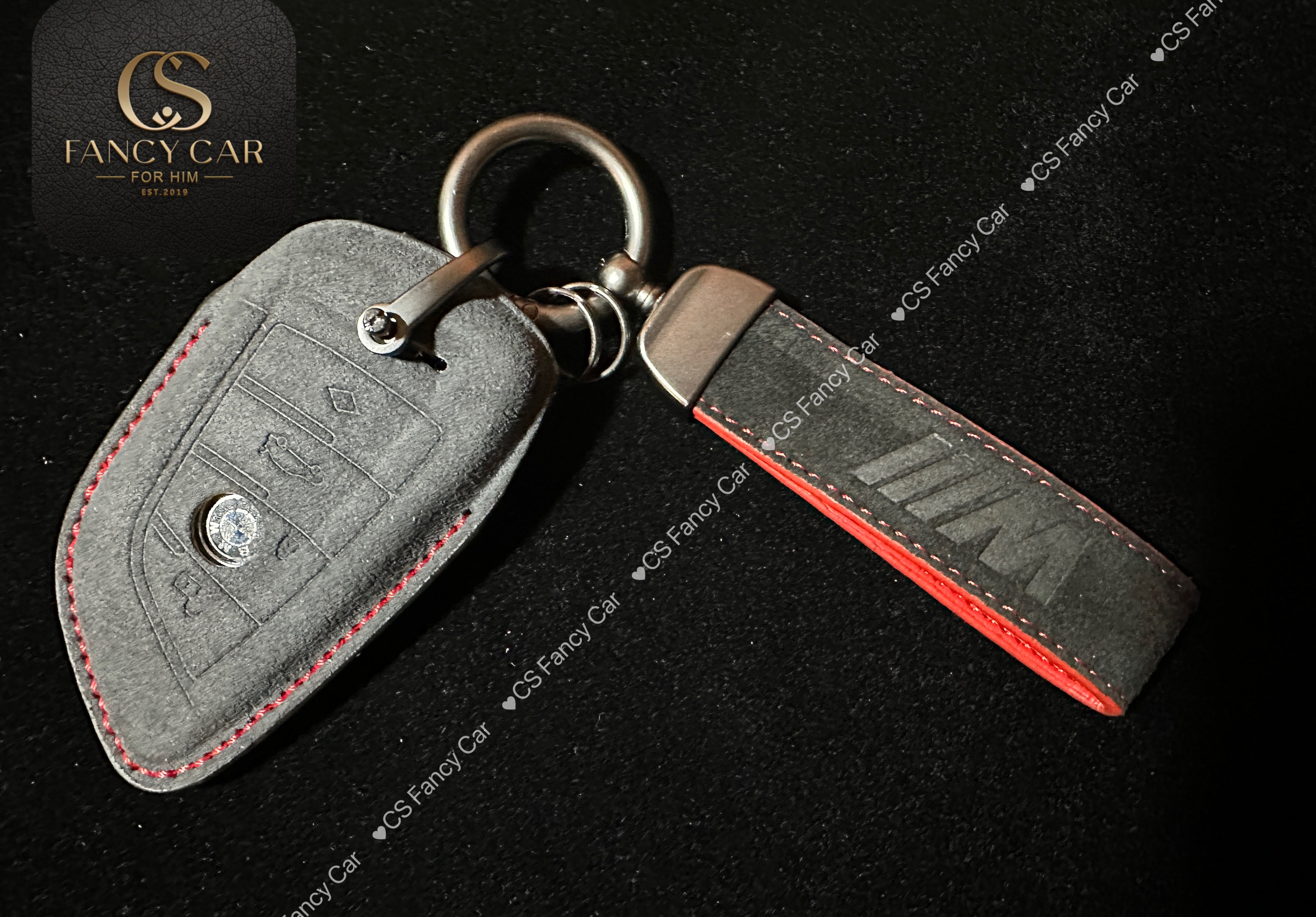 Premium Alcantara Leather Key Fob Cover Case For BMW M Sport models Cu ...