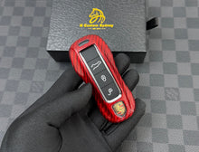Load image into Gallery viewer, Luxury Red Carbon Fiber Key Fob Cover Case Fit For Porsche GT3RS Car Key Fob Exclusive Edition