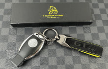 Load image into Gallery viewer, GTR Style Premium Alcantara and Nappa Leather Keyring Keychain For Mercedes AMG GTR models Custom Made Exclusive Gift