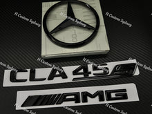 Load image into Gallery viewer, CLA45S Gloss Black Full Black Badges Emblems Package For Mercedes CLA45S C118 Exclusive Night Edition Pack