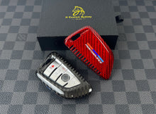 Load image into Gallery viewer, Genuine Carbon Fiber Keyring Key Fob Cover Pack For BMW M Performance Models Custom Made Exclusive Gift