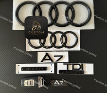 Load image into Gallery viewer, Gloss Black A7 TDI Quattro Badges Pack For Audi A7 4G 2013-2017 Models