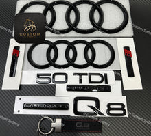 Load image into Gallery viewer, Q8 Gloss Black Full Badges Package For Audi Q8 Quattro 55TFSI 50TDI Exclusive Pack
