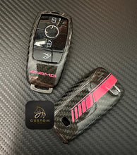 Load image into Gallery viewer, Premium Genuine Carbon Fiber Key Cover Case For Mercedes AMG Model A45s CLA45s C63s E63S GLB35 GLC63S GLE63s C43 E53 Custom Made