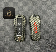 Load image into Gallery viewer, Luxury Carbon Fiber Key Case Cover Premium Protective Shell Compatible with Porsche Car Keys (911, Panamera, Cayenne, Macan, Taycan)
