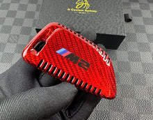 Load image into Gallery viewer, Luxury Red Fiber Keyring Key Fob Cover Pack For BMW New M2 G87 2023-2024 Custom Made