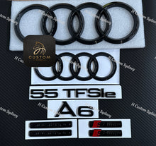 Load image into Gallery viewer, A6 Gloss Black Full Badges Package For Audi A6 C8 55TFSIe Exclusive Pack