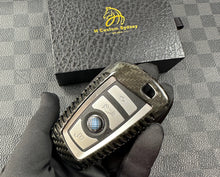 Load image into Gallery viewer, M Performance Genuine Carbon Fiber Keyring Key Fob Cover Pack For BMW M Performance Models Custom Made Exclusive Gift
