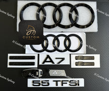Load image into Gallery viewer, Gloss Black A7 All Black Badges Package For Audi A7 4K 2019-2023 Exclusive Pack