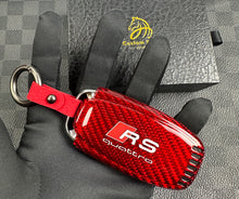 Load image into Gallery viewer, RS Premium Fiber Keyring key Fob Cover Package For Audi RS5 RS6 RS7 R8 old model Custom Made