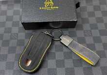 Load image into Gallery viewer, Luxury Alcantara and Nappa Leather Key Fob Cover Case Keychain Pack For Porsche Cayenne 911 Panamera Taycan GTS Custom Made Exclusive Gift