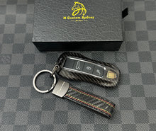 Load image into Gallery viewer, Luxury Carbon Fiber Key Case Keychain Set Fit For Porsche Taycan Exclusive Edition
