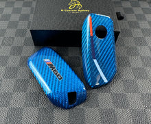 Load image into Gallery viewer, Luxury Blue Fiber Key Fob Cover Case For BMW New i5 XM M60 Model New Generation Key Exclusive Made