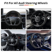 Load image into Gallery viewer, Luxury Custom Alcantara Steering Wheel Cover – Handmade Custom Fit for Audi A4 S4 A5 S5 A6 S6 Q5 SQ5 Q7 SQ7 Q8 SQ8 All Models – Anti-Slip & Heated Wheel Compatible for Audi Models
