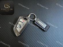 Load image into Gallery viewer, M50d Genuine Carbon Fiber Keyring Key Fob Cover For BMW X5 X6 X7 M50d Model Custom Made Exclusive Gift