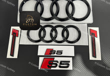 Load image into Gallery viewer, S5 Gloss Black Full Badges Emblems Package For Audi S5 8T 2013-2016 Supercharged Model Exclusive Pack