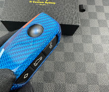 Load image into Gallery viewer, Luxury Blue Fiber Key Fob Cover Case For BMW New i5 XM M60 Model New Generation Key Exclusive Made