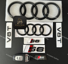 Load image into Gallery viewer, Gloss Black S6 Badges Package For Audi S6 C7 C8 2013-2024 Models Exclusive Pack