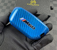 Load image into Gallery viewer, Luxury Blue Fiber Key Fob Cover Case For BMW New i5 XM M60 Model New Generation Key Exclusive Made