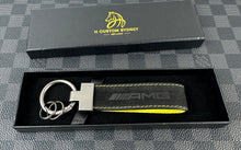 Load image into Gallery viewer, AMG Style Premium Alcantara and Nappa Leather Keyring Keychain For Mercedes AMG Edition one models Custom Made Exclusive Gift