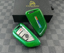 Load image into Gallery viewer, Luxury Fiber Key Cover M Performance Edition Key Fob Cover keychain Pack For BMW M Performance Models Custom Made Exclusive Gift