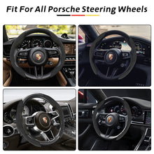 Load image into Gallery viewer, Luxury Custom Alcantara Steering Wheel Cover – Handmade Custom Fit for Porsche 718 911 Macan Cayenne Panamera Taycan All Models – Anti-Slip & Heated Wheel Compatible for Porsche Models