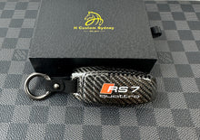 Load image into Gallery viewer, Premium Genuine Carbon Fiber Key Cover Keyring Package for Audi S7 RS7 S6 RS6 C8 Models Custom Made Exclusive Gift