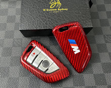Load image into Gallery viewer, Luxury Carbon Fiber Keyring Key Fob Cover For BMW M Models Custom Made Exclusive Gift