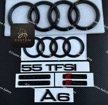 Load image into Gallery viewer, A6 Gloss Black Full Badges Package For Audi A6 C8 40 45 55TFSI Exclusive Pack