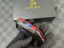 Load image into Gallery viewer, Red & Black Dual-Tone Premium Key Fob Cover & Keychain Set – Fits BMW M8 Competition