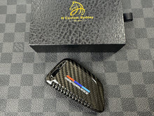 Load image into Gallery viewer, Genuine Carbon Fiber Keyring Key Fob Cover Pack For BMW M Performance Models Custom Made Exclusive Gift