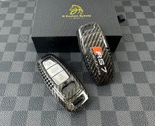 Load image into Gallery viewer, Premium Genuine Carbon Fiber Key Cover Keyring Package for Audi S7 RS7 S6 RS6 C8 Models Custom Made Exclusive Gift