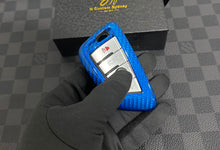 Load image into Gallery viewer, Red & Blue Carbon Fiber Key Case | M Style Premium Key Cover for BMW M3 M4 Competition Exclusive Made