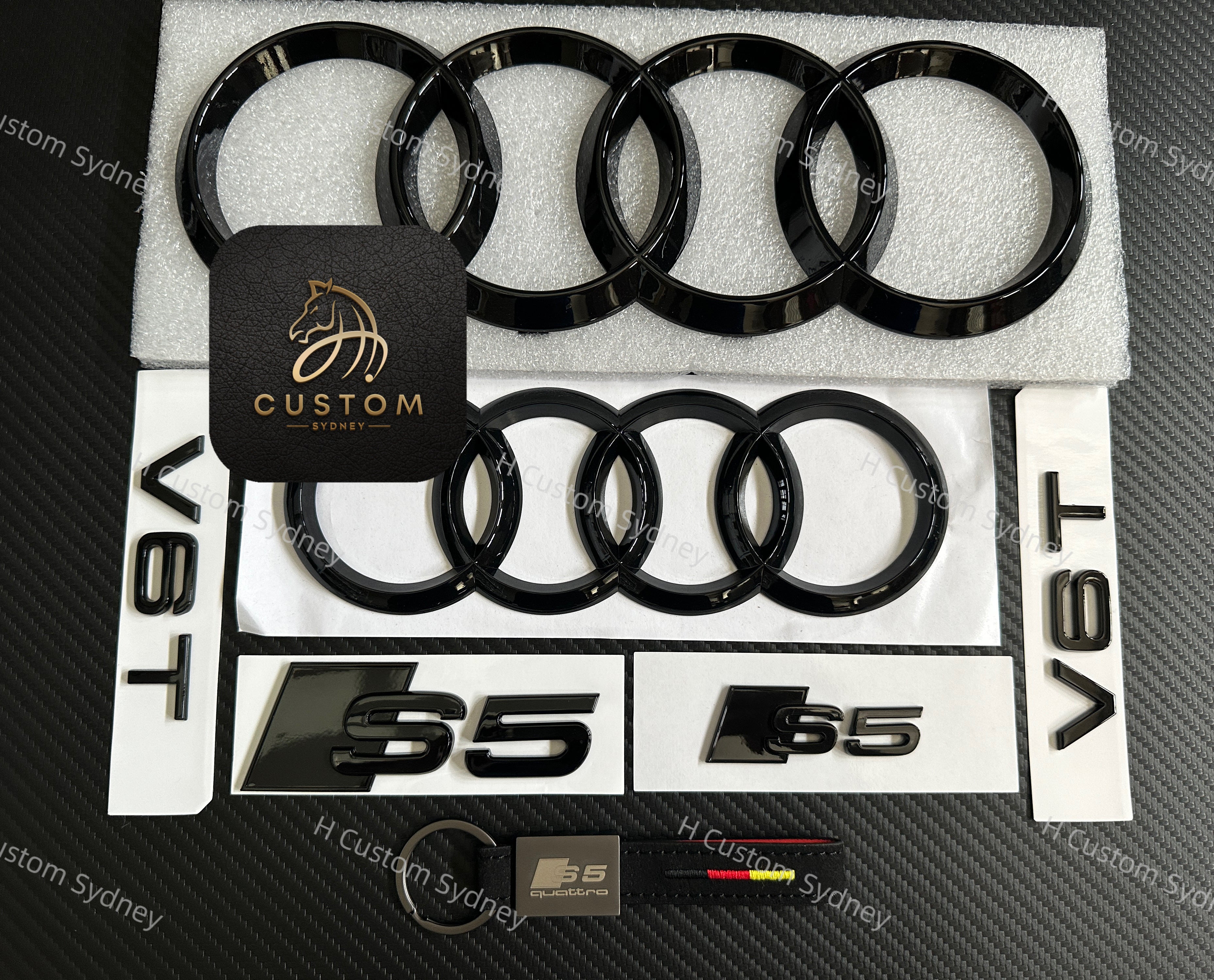 S5 Gloss Black Badges Package For Audi S5 8T 20132016 Full Blacked Ou