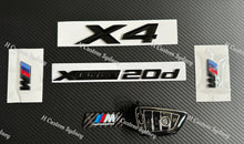 Load image into Gallery viewer, Gloss Black X3 4 Xdrive 20i 20d 30i Full Badges Emblem Package For BMW X4 G02 G02LCI 2019-2024 Exclusive Pack