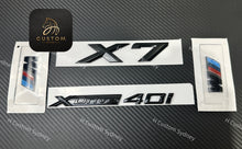 Load image into Gallery viewer, Gloss Black OEM Badge Kit – Fits BMW X7 xDrive40i (G07 2019–2024)