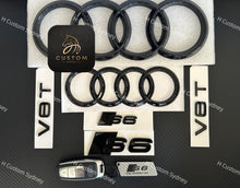 Load image into Gallery viewer, Gloss Full Black S6 Badges Package For Audi S6 C7 C8 Exclusive Night Edition Pack