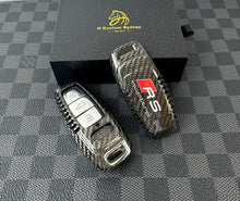 Load image into Gallery viewer, Genuine Carbon Fiber Key Cover Keyring Package for Audi RSQ8 RS7 RS6 RS3 RS etron GT Custom Made