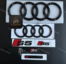 Load image into Gallery viewer, S5 Gloss Black Full Badges Emblems Package For Audi S5 F5 2017-2023 Exclusive Pack