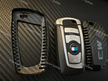 Load image into Gallery viewer, Genuine Carbon Fiber Keyring Key Fob Cover For BMW M2 M3 M3 CS M4 M4 CS M2 M3 M4 Competition Custom Made Exclusive Gift