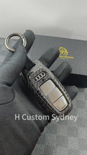Load and play video in Gallery viewer, Luxury Genuine Carbon Fiber Key Cover Keyring Package for Audi S7 New C8 Models Custom Made Exclusive Gift