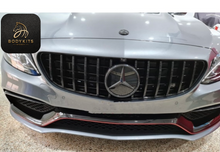 Load image into Gallery viewer, Gloss Black AMG GT Grille Front Bumper Package Set For Mercedes C63s W205 C205 S205 A205 2015-2018 Models