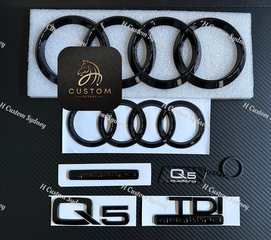 Q5 Gloss Black Full Badges Package For Audi Q5 TDI Exclusive Pack