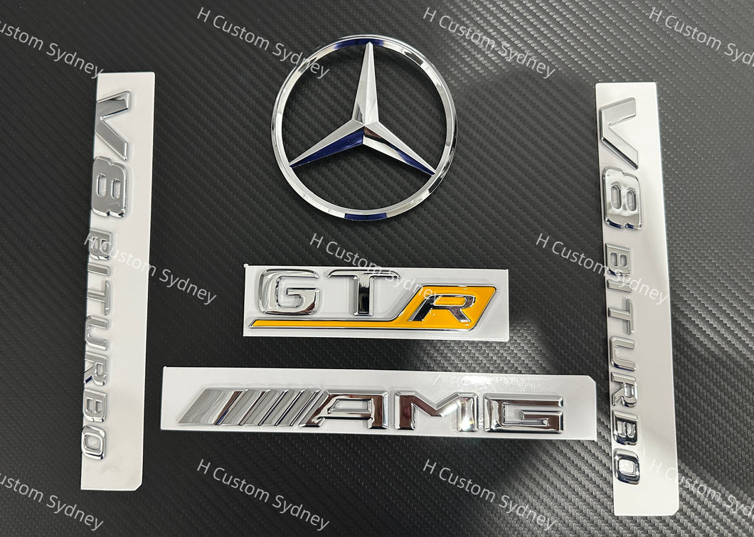 OEM Chrome GTR Badges Pack For Mercedes AMG GTR C190 Model
