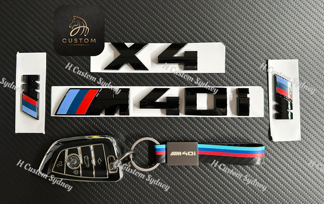 Gloss Black X4 M40i Full Badges Emblem For BMW X4 G02 G02 LCI 2018-2023 Exclusive Pack